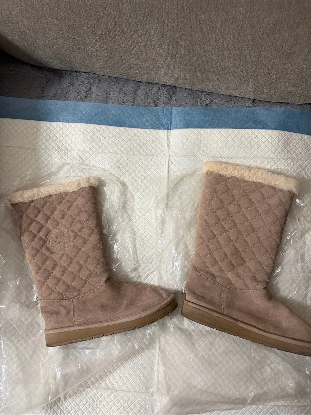 Michael kors Quilted Shearling-Lined Women's Tall Boots - Taupe